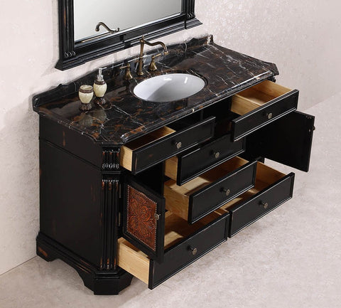 Image of 60" SOLID WOOD SINK VANITY WITH GRANITE TOP-NO FAUCET AND BACKSPLASH WH3860