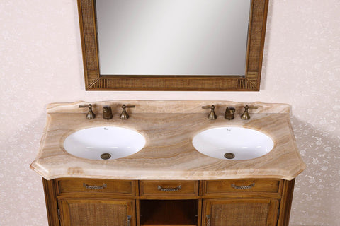 Image of 60" SOLID WOOD SINK VANITY WITH MARBLE-NO FAUCET AND BACKSPLASH WH3660