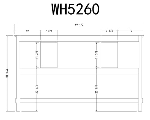 Image of 60" WOOD SINK VANITY WITH MARBLE TOP-NO FAUCET WH5260