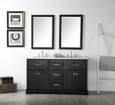 Image of 60" WOOD SINK VANITY WITH QUARTZ OP-NO FAUCET IN ESPRESOO WH7660-E
