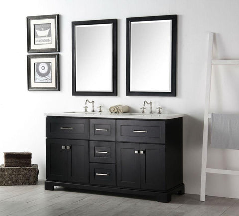 Image of 60" WOOD SINK VANITY WITH QUARTZ OP-NO FAUCET IN ESPRESOO WH7660-E