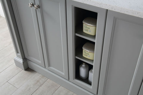 Image of 60" WOOD SINK VANITY WITH QUARTZ TOP-NO FAUCET IN COOL GREY WH7360-CG