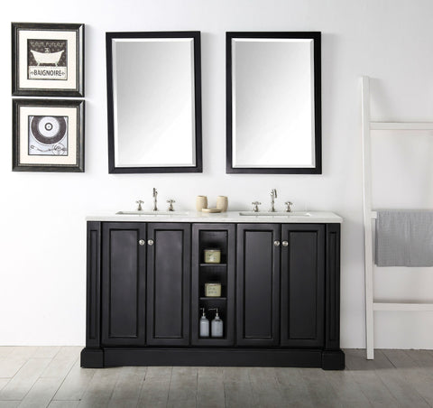 Image of 60" WOOD SINK VANITY WITH QUARTZ TOP-NO FAUCET IN ESPRESSO WH7360-E