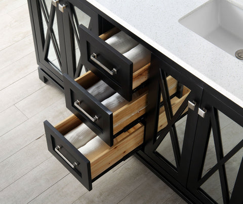 Image of 60" WOOD SINK VANITY WITH QUARTZ TOP-NO FAUCET IN ESPRESSO WH7460-E