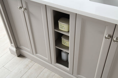 Image of 60" WOOD SINK VANITY WITH QUARTZ TOP-NO FAUCET IN WARM GREY WH7360-WG