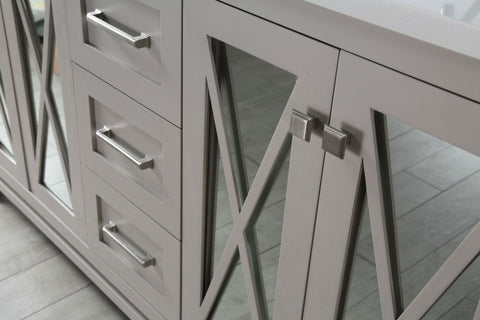 Image of 60" WOOD SINK VANITY WITH QUARTZ TOP-NO FAUCET IN WARM GREY WH7460-WG