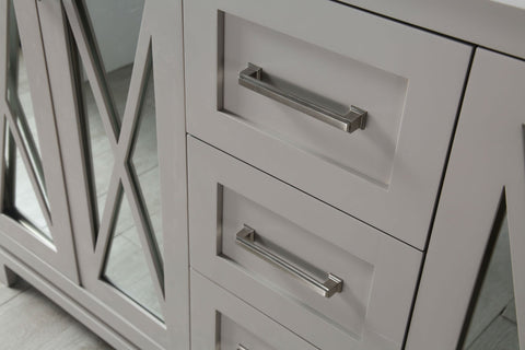 Image of 60" WOOD SINK VANITY WITH QUARTZ TOP-NO FAUCET IN WARM GREY WH7460-WG