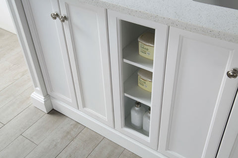 Image of 60" WOOD SINK VANITY WITH QUARTZ TOP-NO FAUCET IN WHITE WH7360-W