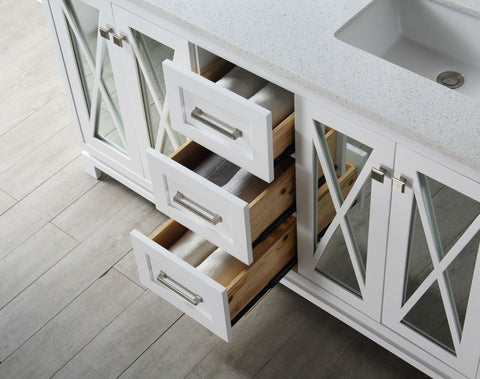 Image of 60" WOOD SINK VANITY WITH QUARTZ TOP-NO FAUCET IN WHITE WH7460-W