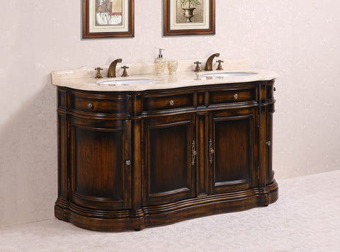 Image of 66" SOLID WOOD SINK VANITY WITH MARBLE-NO FAUCET AND BACKSPLASH WH3066