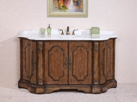 Image of 68" SOLID WOOD SINK VANITY WITH MARBLE TOP-NO FAUCET AND BACKSPLASH WH3468