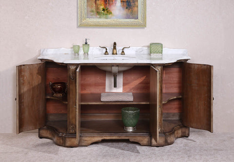 Image of 68" SOLID WOOD SINK VANITY WITH MARBLE TOP-NO FAUCET AND BACKSPLASH WH3468