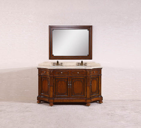Image of 68" SOLID WOOD SINK VANITY WITH TRAVERTINE-NO FAUCET AND BACKSPLASH WH3368
