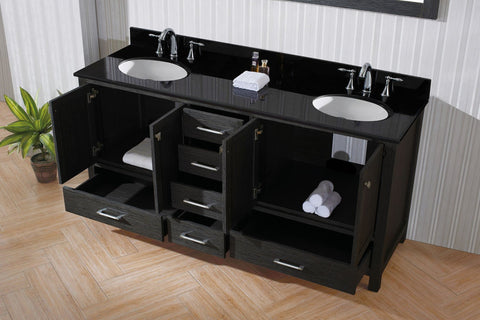 Image of 72" Double Bathroom Vanity in Zebra Grey KD-60072-BGRO-ZG