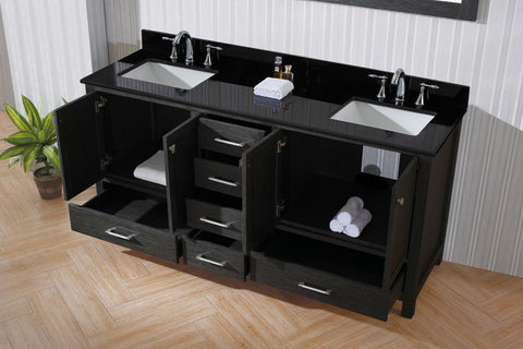 Image of 72" Double Bathroom Vanity in Zebra Grey KD-60072-BGRO-ZG