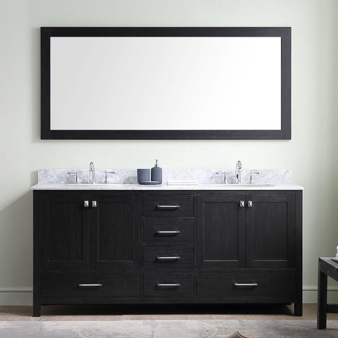 Image of 72" Double Bathroom Vanity in Zebra Grey KD-60072-BGRO-ZG