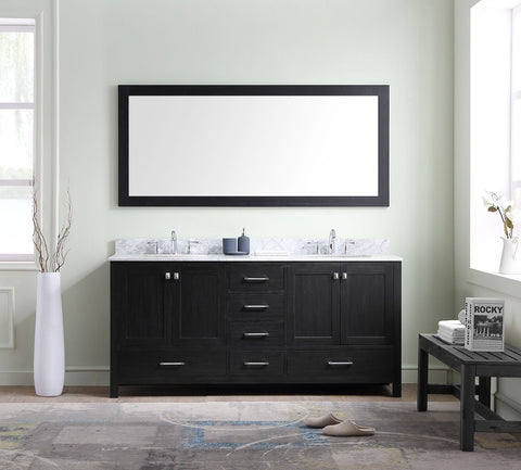 Image of 72" Double Bathroom Vanity in Zebra Grey KD-60072-BGRO-ZG