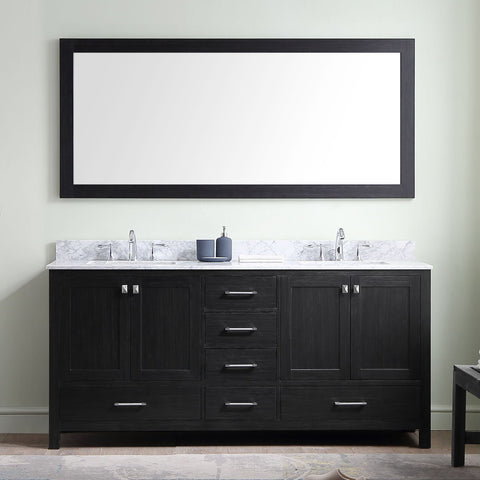Image of 72" Double Bathroom Vanity in Zebra Grey KD-60072-BGRO-ZG