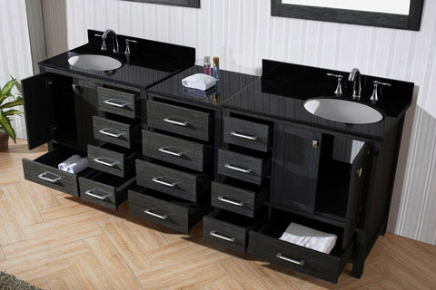 Image of 92" Double Bathroom Vanity in Zebra Grey KD-60090-BGRO-ZG