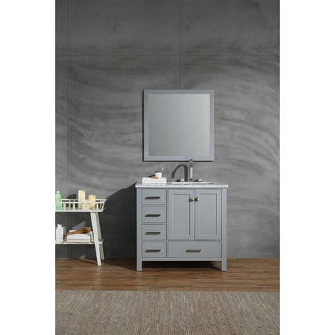 Image of Ariel Cambridge 37" Grey Modern Rectangle Sink Bathroom Vanity A037S-R-CWR-GRY