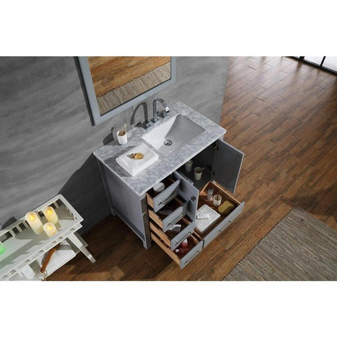 Image of Ariel Cambridge 37" Grey Modern Rectangle Sink Bathroom Vanity A037S-R-CWR-GRY