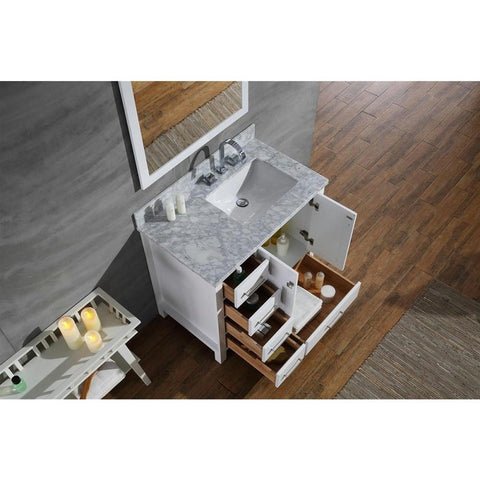 Image of Ariel Cambridge 37" White Modern Rectangle Sink Bathroom Vanity A037S-R-CWR-WHT