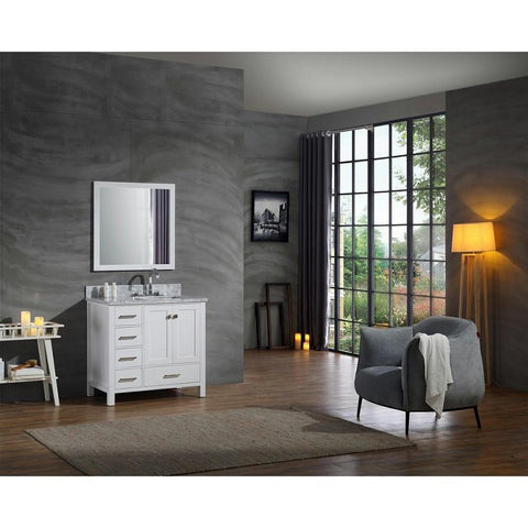 Image of Ariel Cambridge 37" White Modern Rectangle Sink Bathroom Vanity A037S-R-CWR-WHT