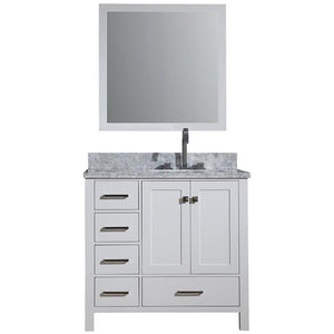 Ariel Cambridge 37" White Modern Rectangle Sink Bathroom Vanity A037S-R-CWR-WHT