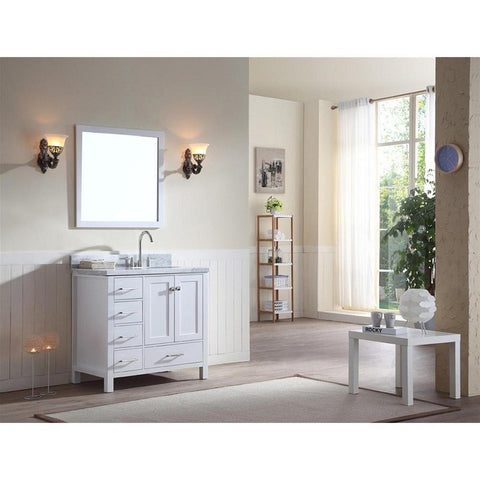Image of Ariel Cambridge 37" White Modern Single Oval Sink Bathroom Vanity A037S-R-VO-WHT