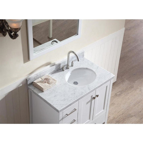 Image of Ariel Cambridge 37" White Modern Single Oval Sink Bathroom Vanity A037S-R-VO-WHT