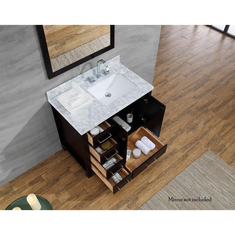 Image of Ariel Cambridge 37" Espresso Modern Single Sink Bathroom Vanity A037SRCWRVOESP