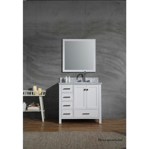 Image of Ariel Cambridge 37" White Modern Single Sink Bathroom Vanity A037SRCWRVOWHT