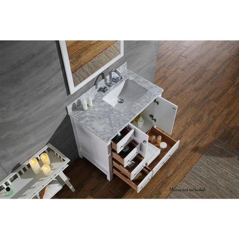 Image of Ariel Cambridge 37" White Modern Single Sink Bathroom Vanity A037SRCWRVOWHT