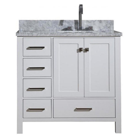 Image of Ariel Cambridge 37" White Modern Single Sink Bathroom Vanity A037SRCWRVOWHT