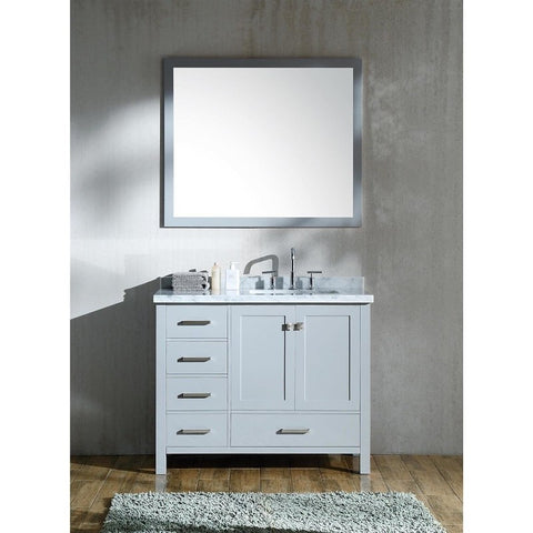 Image of Ariel Cambridge 43" White Modern Rectangle Sink Bathroom Vanity A043S-R-CWR-WHT
