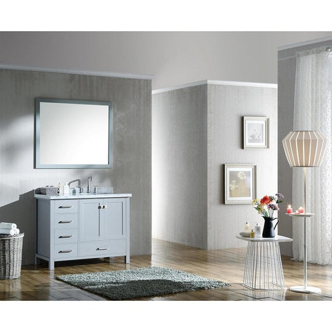 Image of Ariel Cambridge 43" White Modern Rectangle Sink Bathroom Vanity A043S-R-CWR-WHT