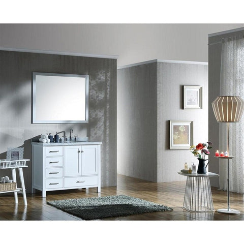 Image of Ariel Cambridge 43" White Modern Oval Sink Bathroom Vanity Set A043S-R-WHT