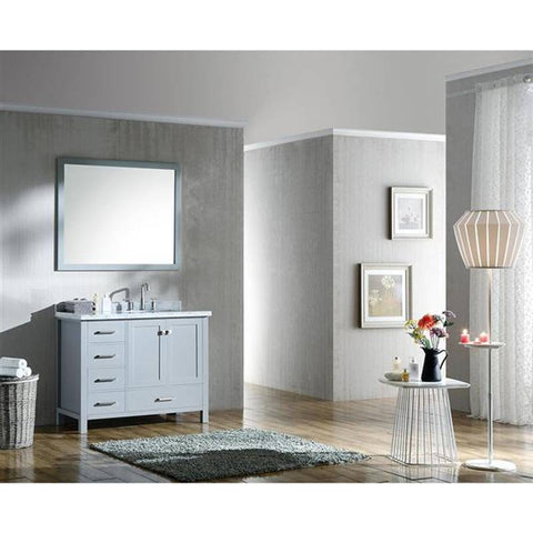 Image of Ariel Cambridge 43" Grey Modern Rectangle Single Sink Bathroom Vanity A043SRCWRVOGRY