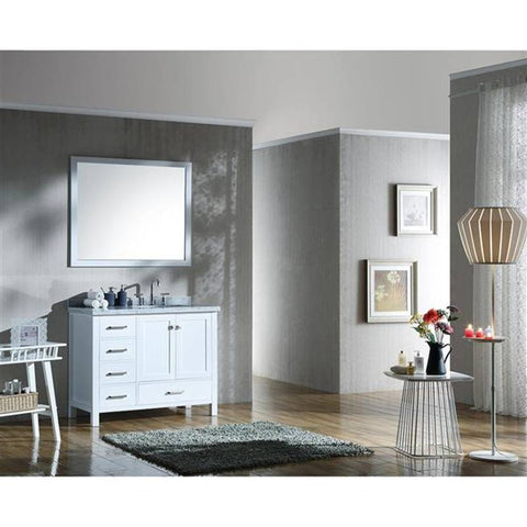 Image of Ariel Cambridge 43" White Modern Rectangle Single Sink Bathroom Vanity A043SRCWRVOWHT