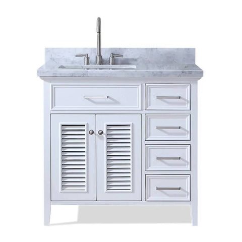 Image of Ariel Kensington 37" White Traditional Left Offset Single Sink Bathroom Vanity D037S-L-VO-WHT