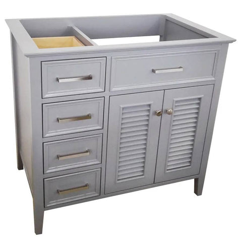 Image of Ariel Kensington 36" Grey Transitional Right Offset Single Sink Base Cabinet D037S-R-BC-GRY