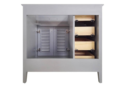 Image of Ariel Kensington 36" Grey Transitional Right Offset Single Sink Base Cabinet D037S-R-BC-GRY