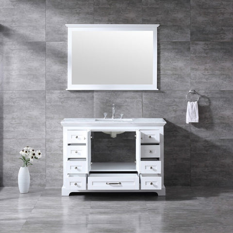 Image of Lexora Dukes White 48" Single Square Sink Vanity Set | LD342248SADSM46F