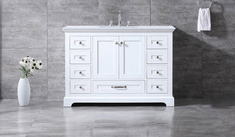 Image of Dukes Modern White 48" Single Vanity with Quartz Top, No Mirror