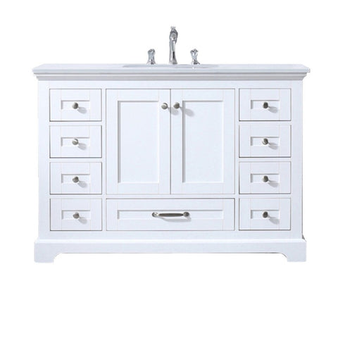 Image of Dukes Modern White 48" Single Vanity with Quartz Top, No Mirror