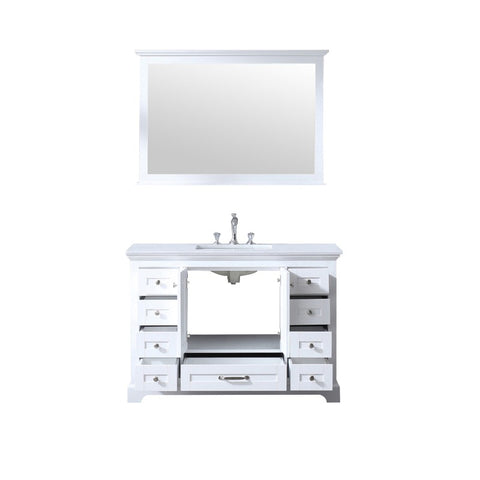 Image of Dukes Modern White 48" Single Vanity with Quartz Top, With Faucet and Mirror