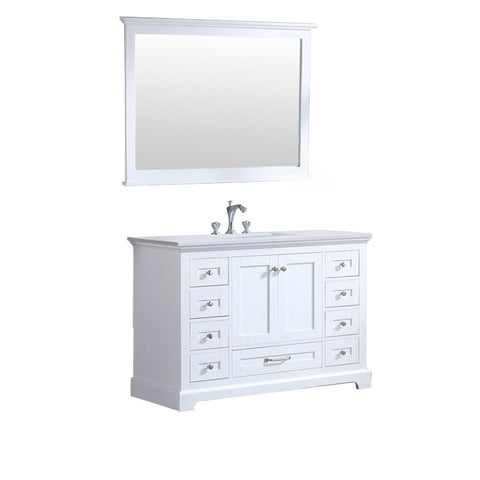 Image of Dukes Modern White 48" Single Vanity with Quartz Top, With Mirror