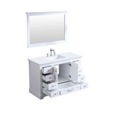 Image of Dukes Modern White 48" Single Vanity with Quartz Top, With Mirror