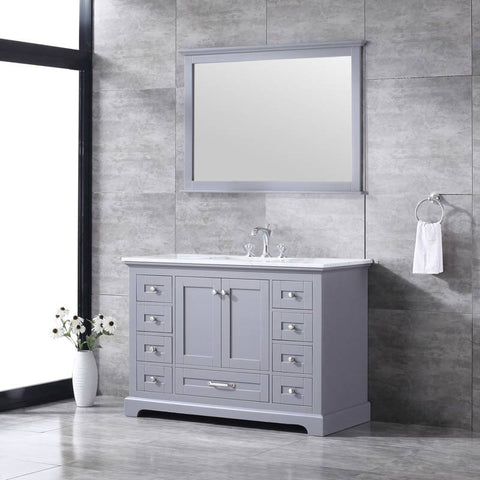 Image of Lexora Dukes Transitional Dark Grey 48" Single Square Sink Vanity Set | LD342248SBDSM46F