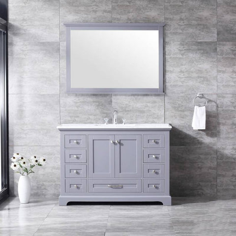 Image of Lexora Dukes Transitional Dark Grey 48" Single Square Sink Vanity Set | LD342248SBDSM46F